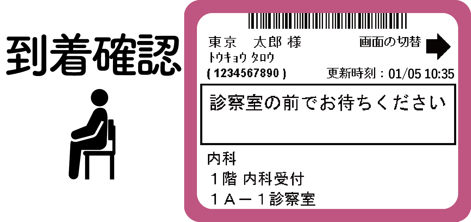 メッセージ:診察室の前でお待ちください